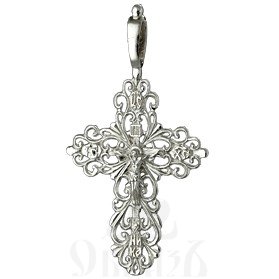 крест «распятие, владимирская икона божией матери», серебро 925 проба с фианитами и родированием (арт. 2-178-8)