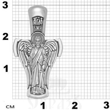 крест ангел хранитель, серебро 925 проба с платинированием (арт. 17.056р)