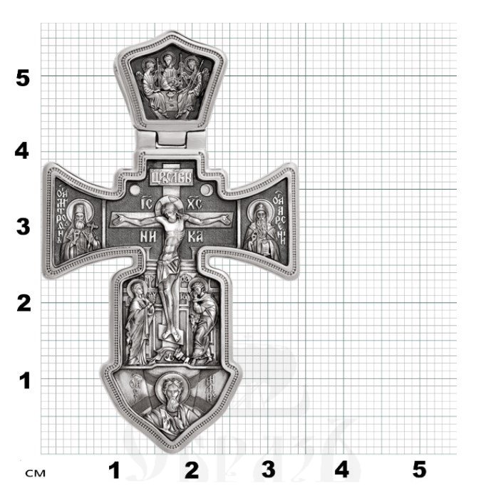 морской крест «распятие. ангел хранитель», золото 585 проба белое (арт. 201.002-3)