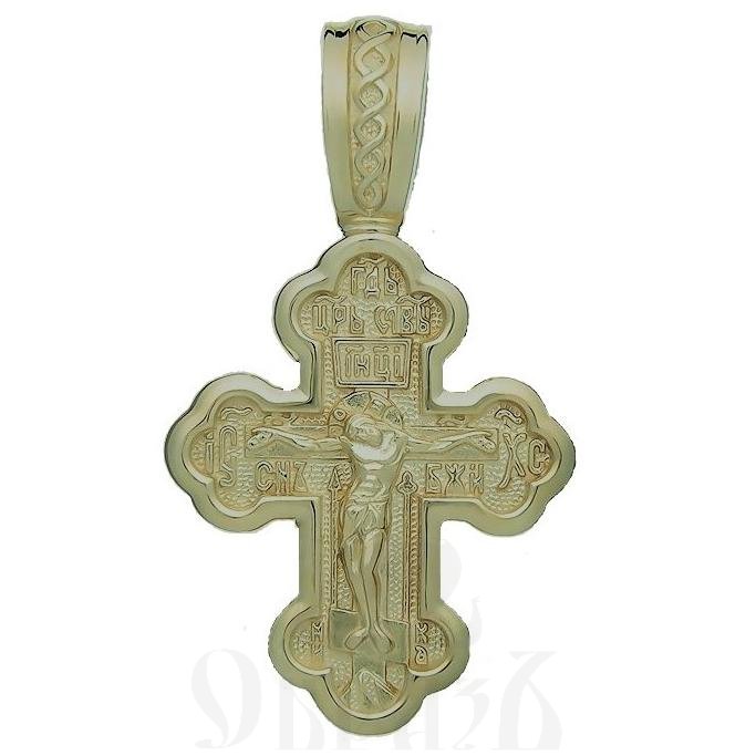 золотой крест трилистник с образами божией материи донская и святых защитников, 585 проба желтого цвета (арт. 40201)